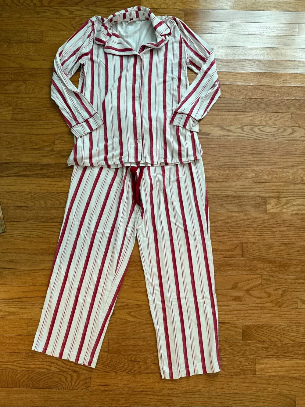 Soma Red Candy Cane Stripe Pajama Set Cotton Modal